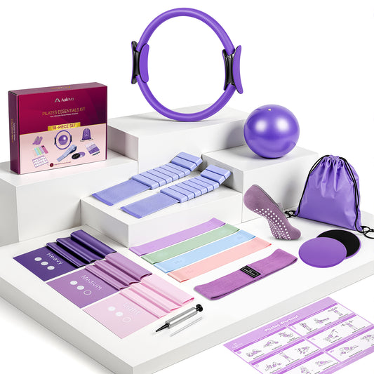 Auleva Pilates Kit for Women — 18-Piece Home Pilates Equipment Set