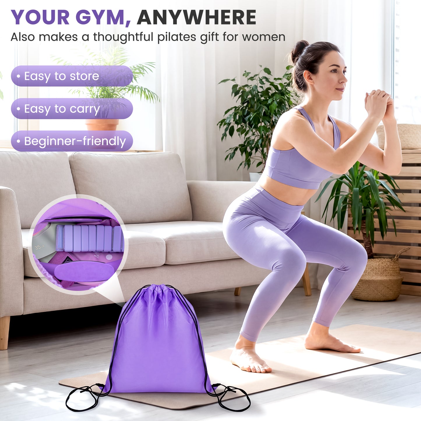 Auleva Pilates Kit for Women — 18-Piece Home Pilates Equipment Set