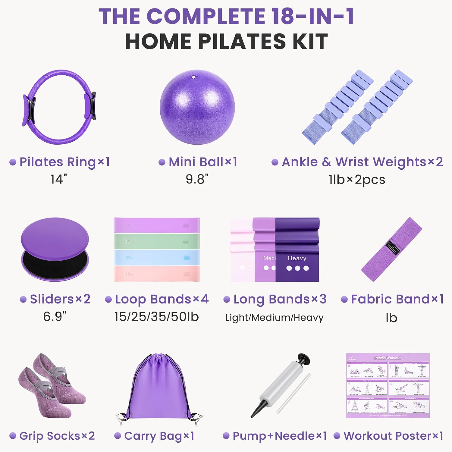 At Home Pilates Kit for Home Workouts, Pilates Set, Pilates Equipment